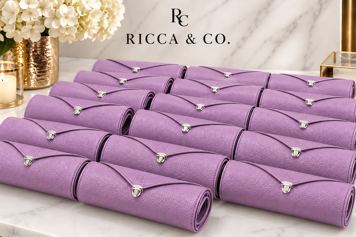 Jewelry Wardrobe Bag | Genuine Orchid Pebble Leather