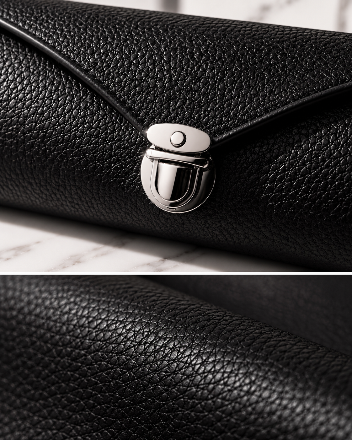 Jewelry Wardrobe Bag | Genuine Black Pebble Leather