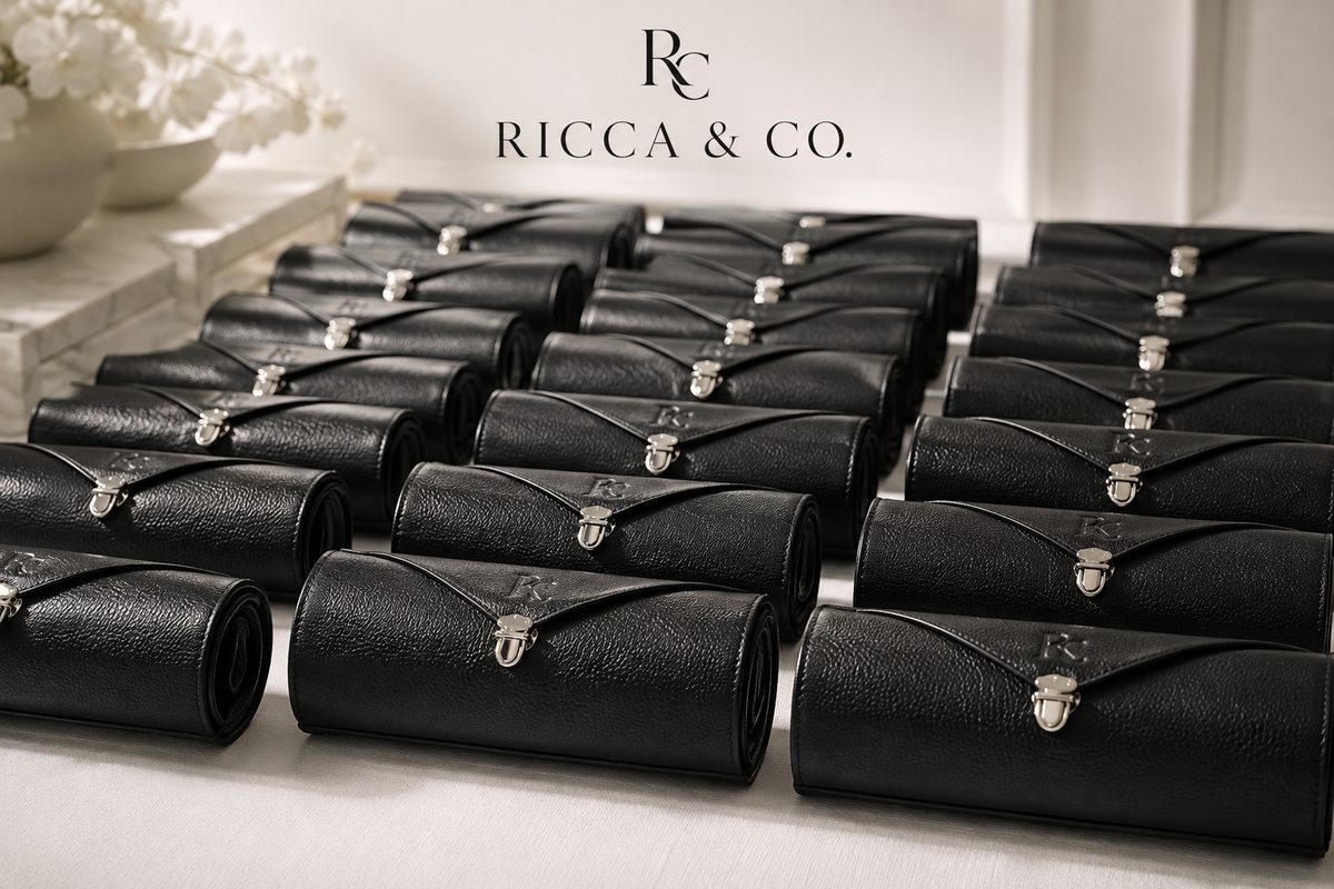 Jewelry Wardrobe Bag | Genuine Black Pebble Leather