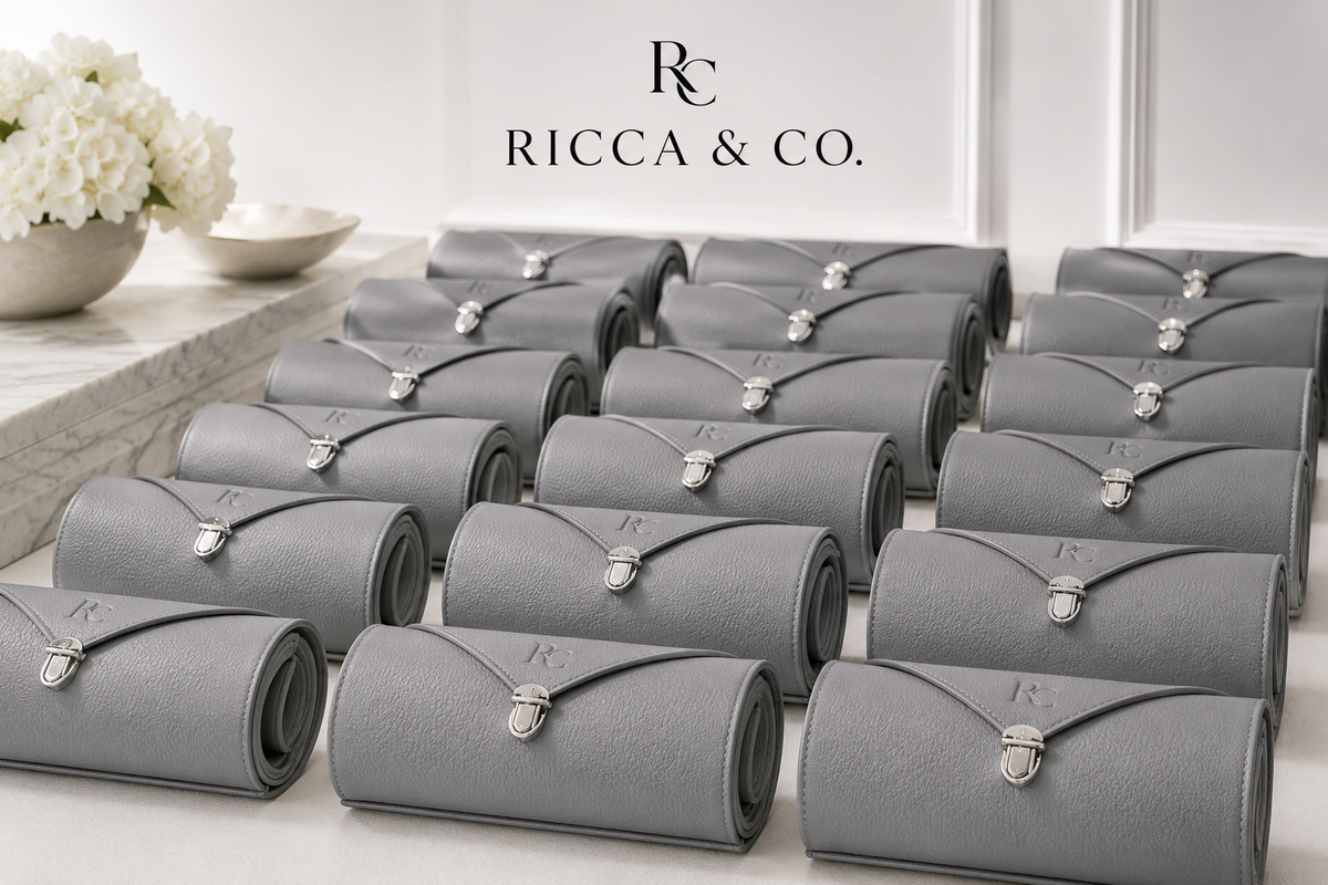 Jewelry Wardrobe Bag | Genuine  Grey Pebble Leather