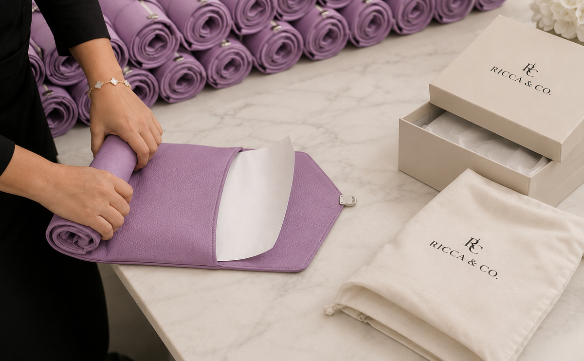 Jewelry Wardrobe Bag | Genuine Orchid Pebble Leather
