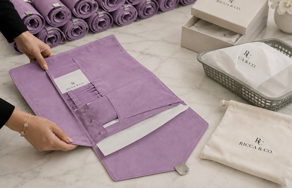 Jewelry Wardrobe Bag | Genuine Orchid Pebble Leather