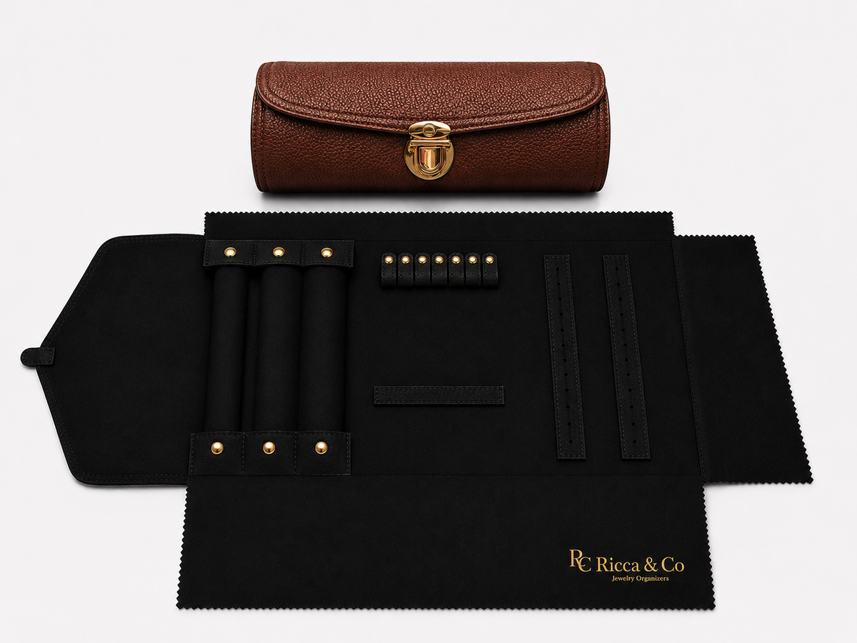 Jewelry Wardrobe Bag | Carmel Pebble Leather