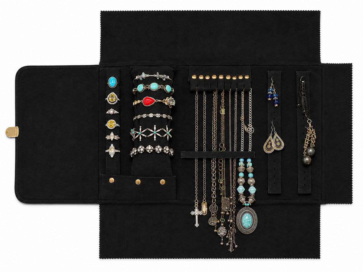 Jewelry Wardrobe Bag | Carmel Pebble Leather