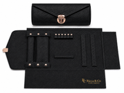 Mini Jewelry Wardrobe Bag | Genuine Black Pebble Leather