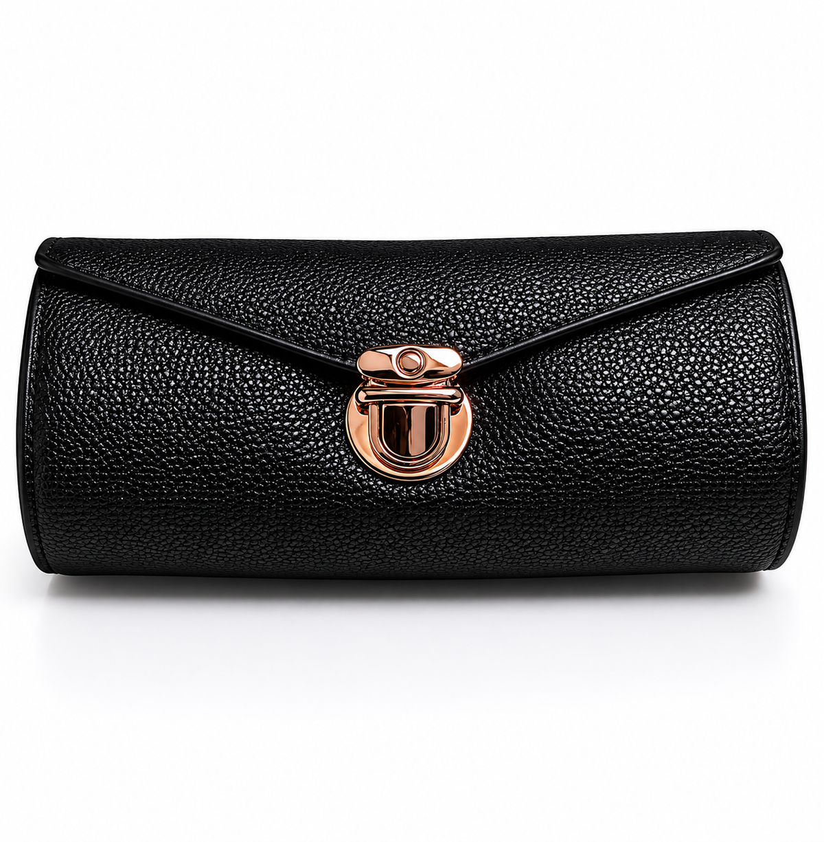 Mini Jewelry Wardrobe Bag | Genuine Black Pebble Leather