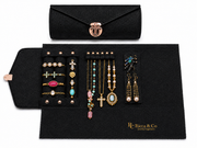 Mini Jewelry Wardrobe Bag | Genuine Black Pebble Leather